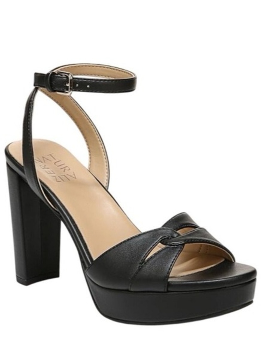 Naturalizer Nevena Black Platform Block Heel Sandals - Women